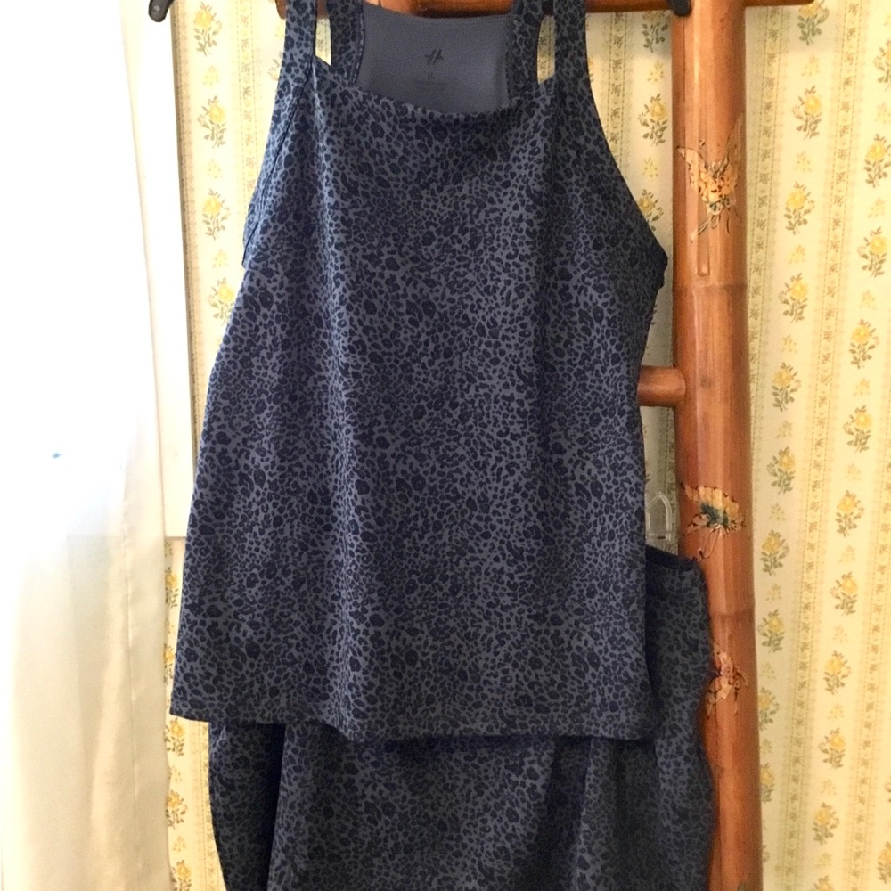 TENNIS Blue-ish Gray Leopard Print Tank Top and Skirt Set